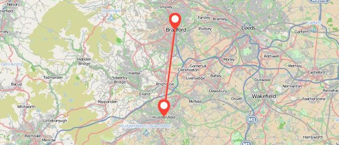 How Far Is Huddersfield To Bradford