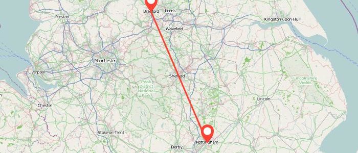 How Far From Bradford To Nottingham