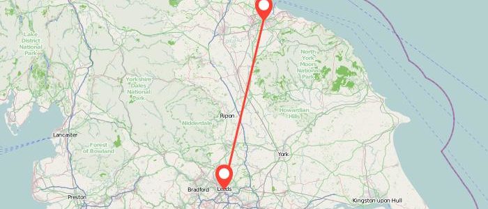 How Many Miles From Middlesbrough To Leeds Bradford Airport